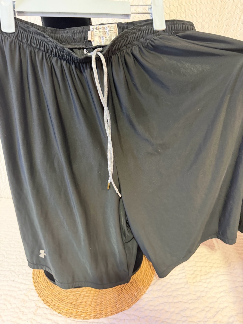 Under Armour Men’s Black Athletic Training Shorts with Gray Drawstring